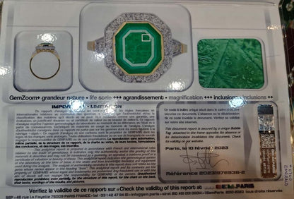 Art Deco Octagonal Colombian Emerald and Diamond Cluster Ring