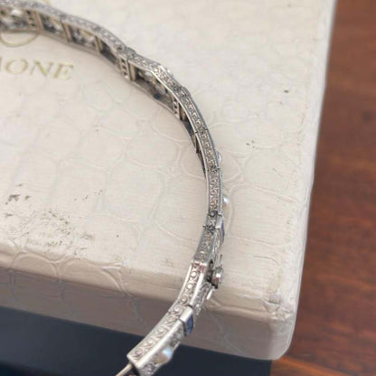 Edwardian Antique Natural Pearl Diamond and Sapphire Filigree Bracelet