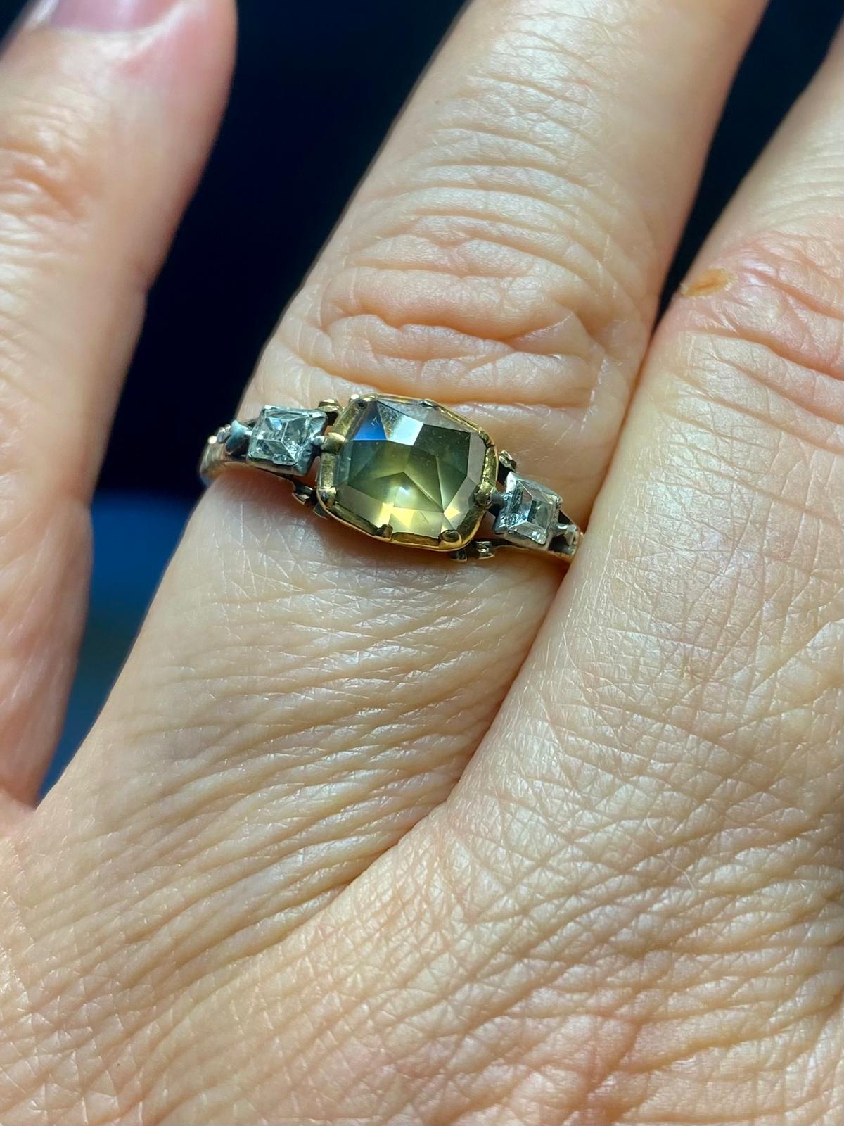 Rare Georgian 2ct Point Diamond and Table Cut Diamond Ring