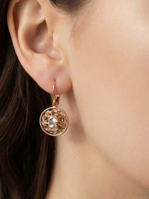 Antique Victorian .60ct Table Cut Diamond Earrings 18ct Gold