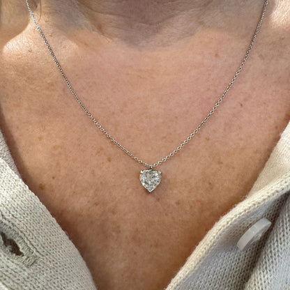 1ct Diamond Solitaire Heart Pendant in Platinum