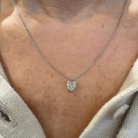 1ct Diamond Solitaire Heart Pendant in Platinum