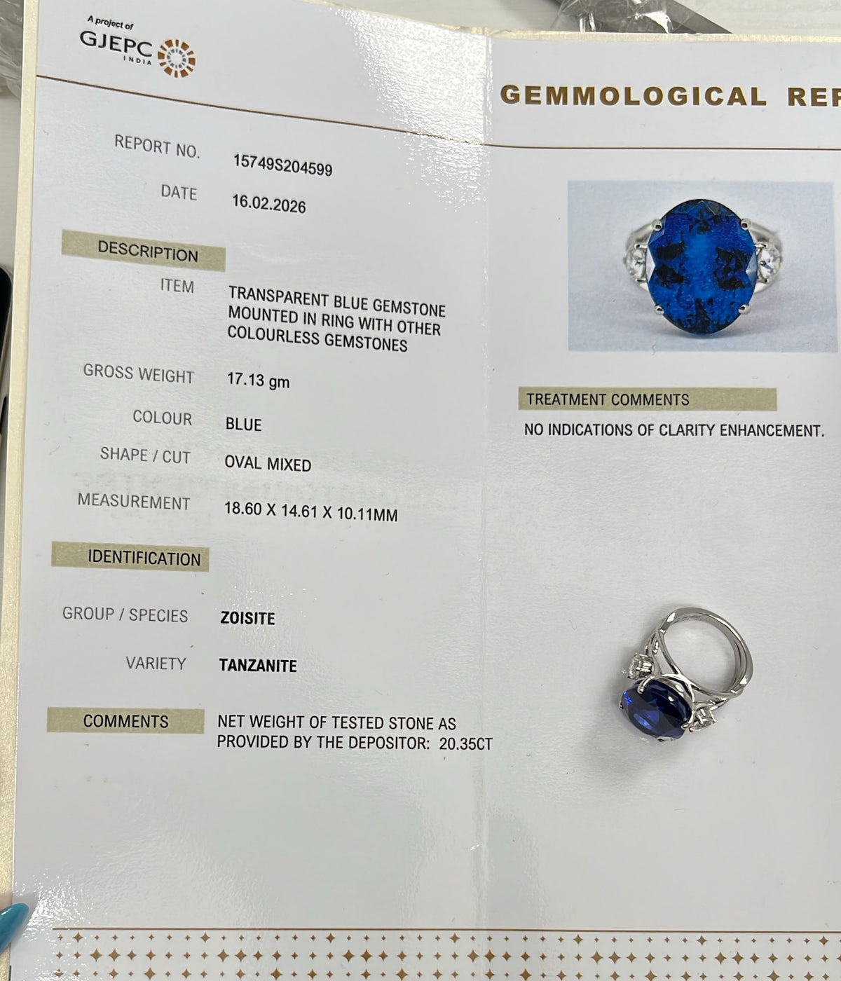 Fine 20.35ct Oval Tanzanite and GIA Diamond Cocktail Ring