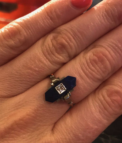 Art Deco Lapis Lazuli And Diamond Ring, C 1920's