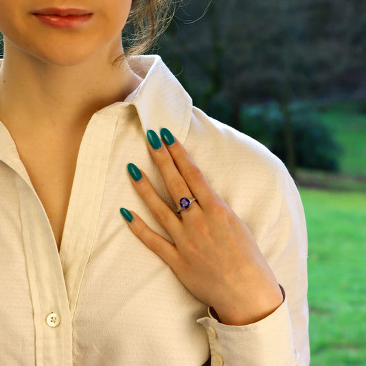 3.61ct Oval Tanzanite and Diamond Dress Ring in Platinum