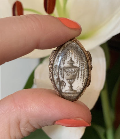 Antique mourning ring boat shape