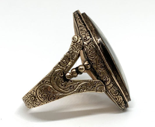 Antique Georgian Mourning Miniature Ring, Gold