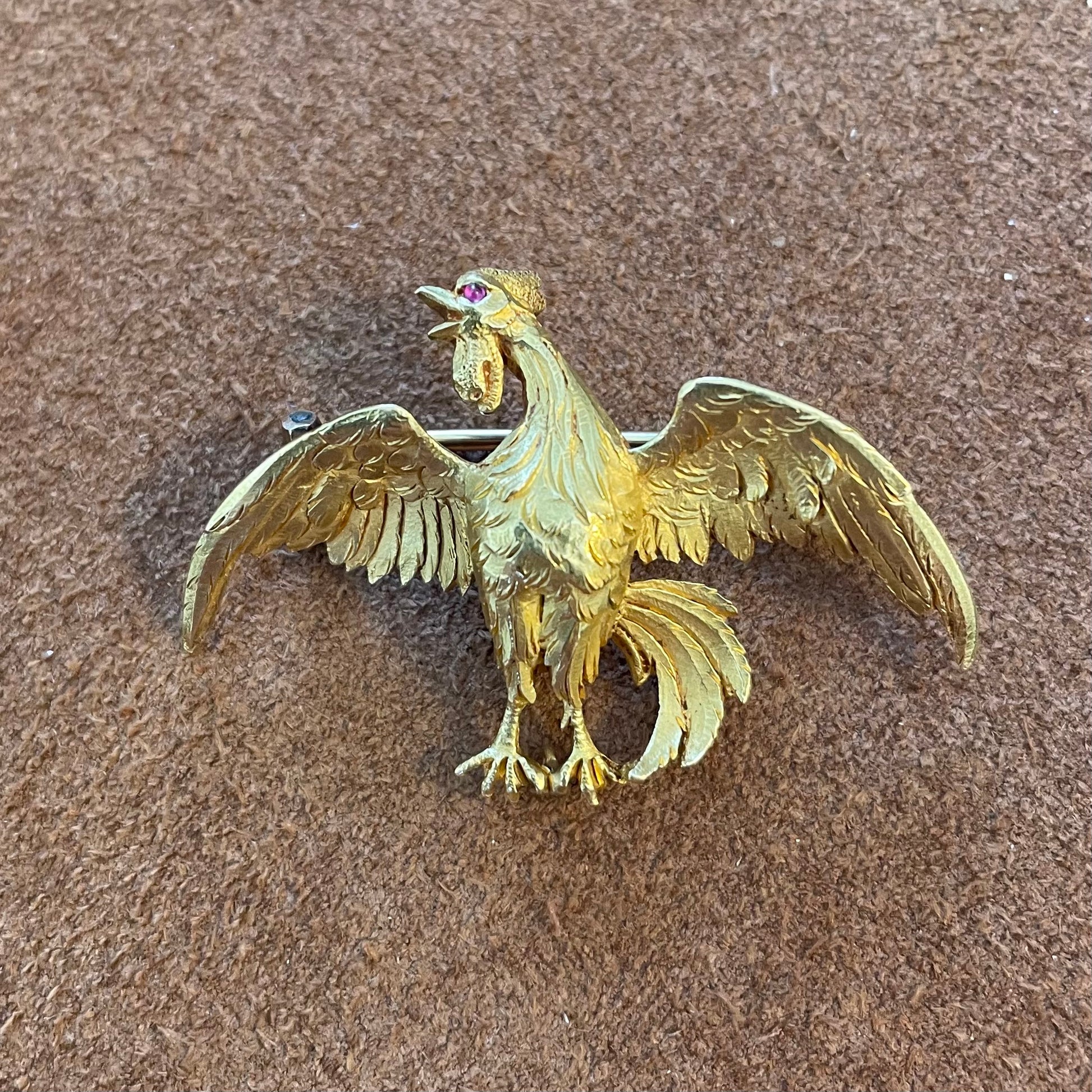 Antique Edwardian Cockerel Gold Brooch