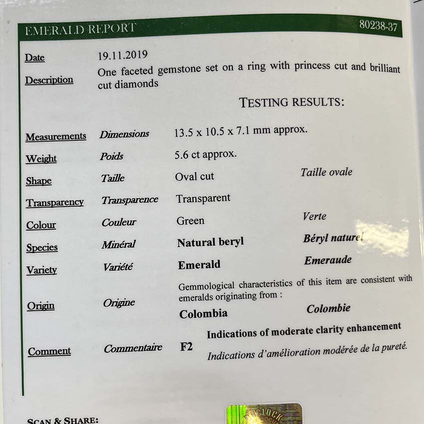 An Exquisite 5.84 Carat Colombian Emerald Ring In Platinum