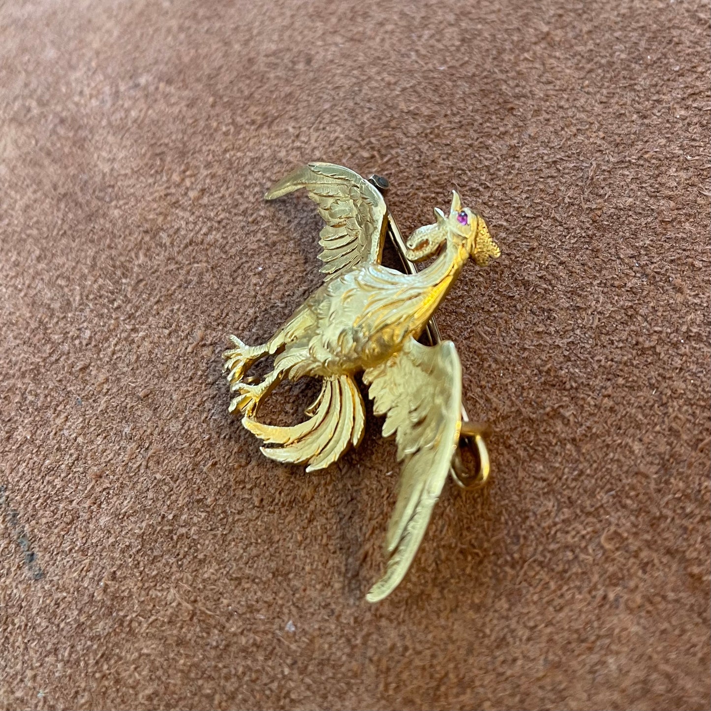 Antique Edwardian Cockerel Gold Brooch
