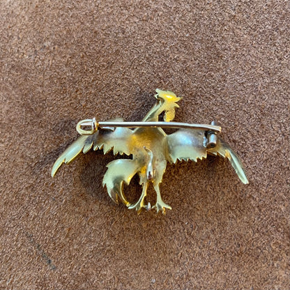 Antique Edwardian Cockerel Gold Brooch