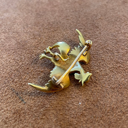 Antique Edwardian Cockerel Gold Brooch