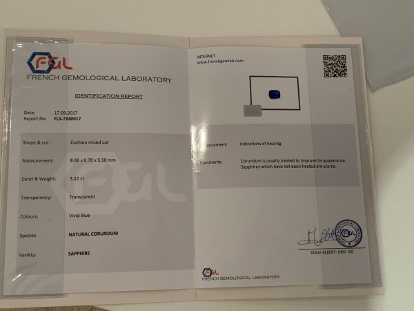 Vivid Blue Sapphire and Diamond Engagement Ring, 3.22ct