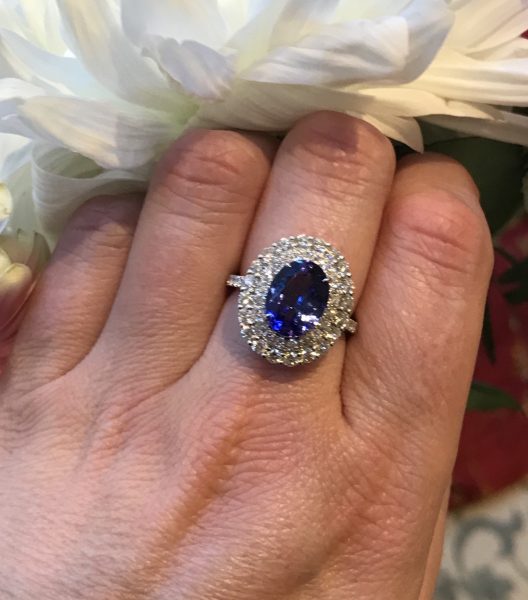 Tanzanite and Diamond Cluster Ring, 3.36 carats