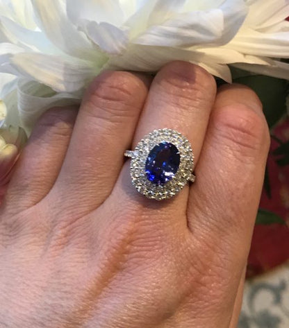 Tanzanite and Diamond Cluster Ring, 3.36 carats