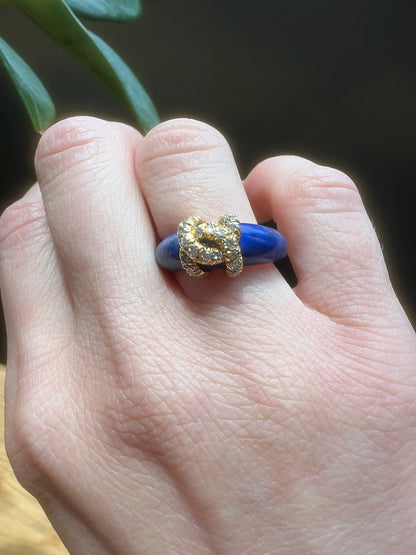 Vintage Cartier Lapis Lazuli Diamond 'Double C' Logo Ring