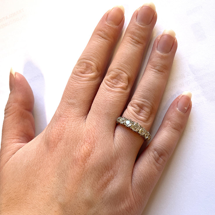 Georgian Antique Seven Stone Diamond Ring, 1.73ct