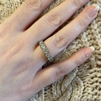 Georgian Antique Seven Stone Diamond Ring, 1.73 carat total