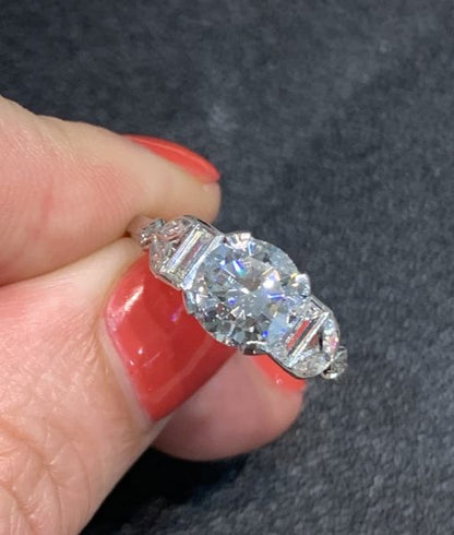 Art Deco diamond engagement ring platinum 1930 round transitional cut diamond