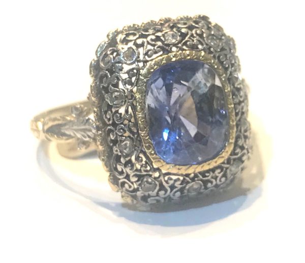 Early 20th Century Antique Sapphire and Diamond Ring