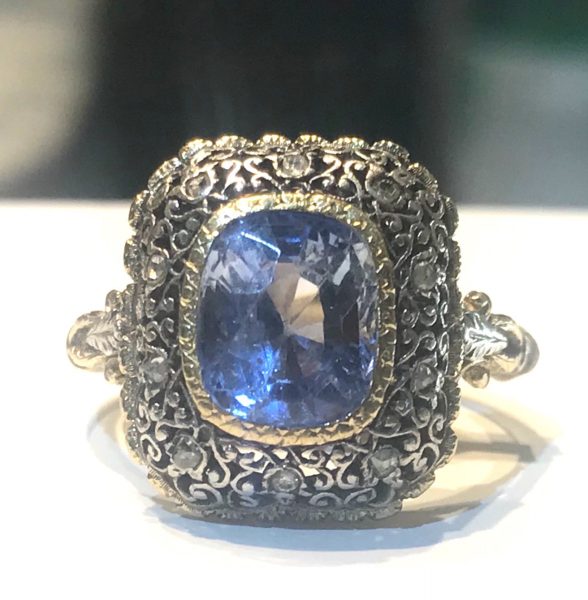 Early 20th Century Antique Sapphire and Diamond Ring