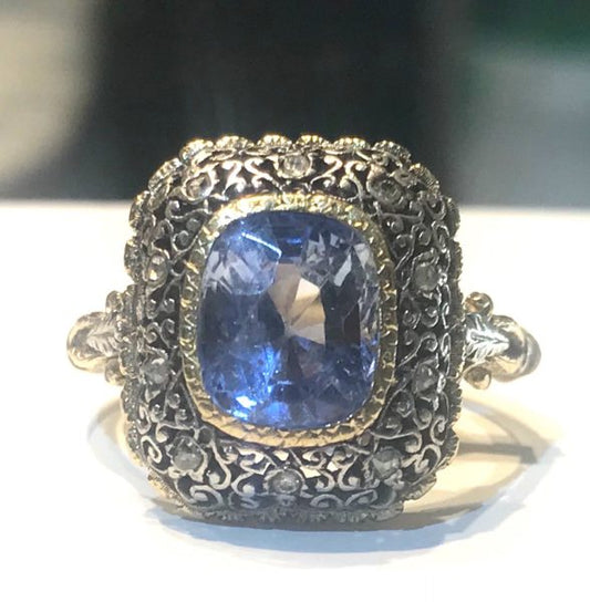 Early 20th Century Antique Sapphire and Diamond Ring