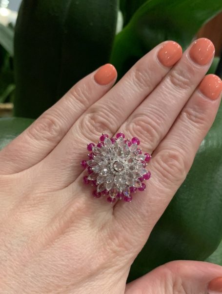 Burma Ruby and Diamond Cluster Dress Ring, 11.63 carat total