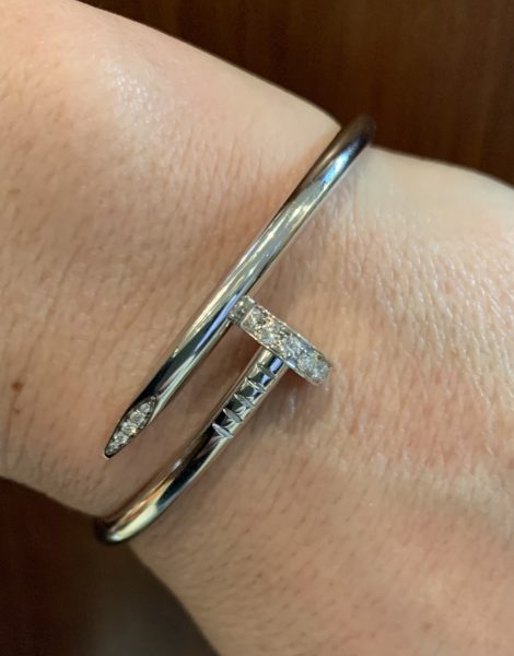 Preowned Cartier Diamond Juste Un Clou Nail Bangle, Size 17