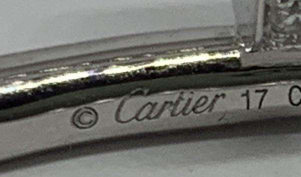 Preowned Cartier Diamond Juste Un Clou Nail Bangle, Size 17