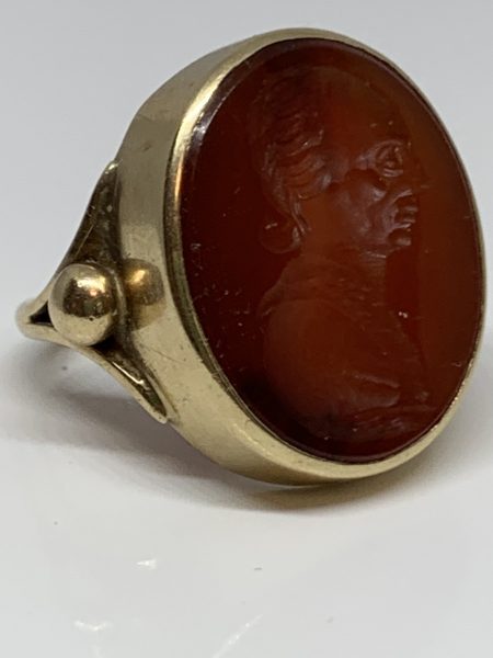 Victorian 19th Century Carved Intaglio Carnelian Ring