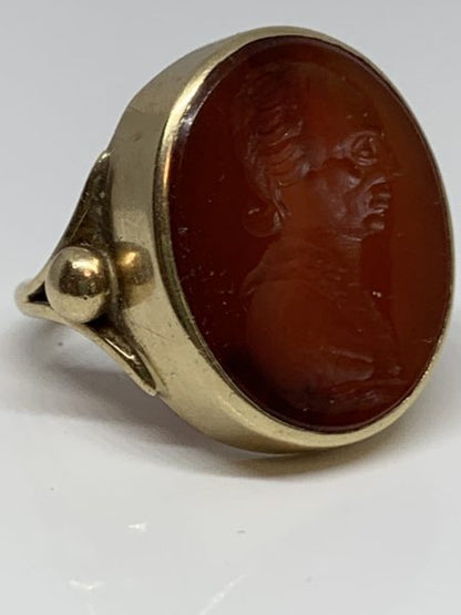 Victorian 19th Century Carved Intaglio Carnelian Ring