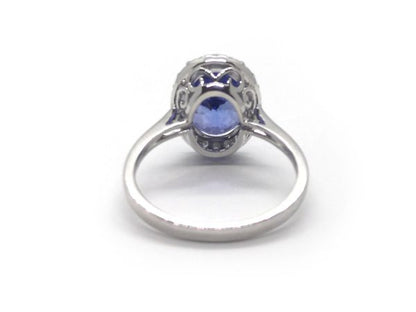 Tanzanite and Diamond Engagement Ring in 18ct White Gold