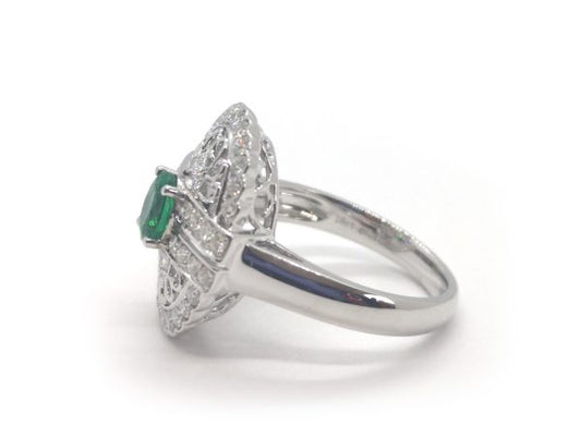 Zambian Emerald and Diamond Ring, 18ct White Gold