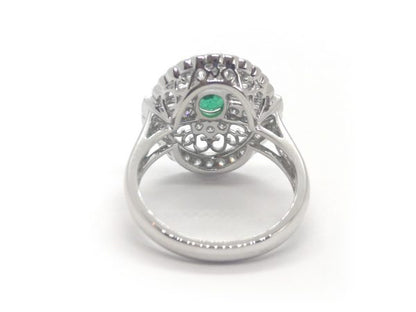 Zambian Emerald and Diamond Ring, 18ct White Gold