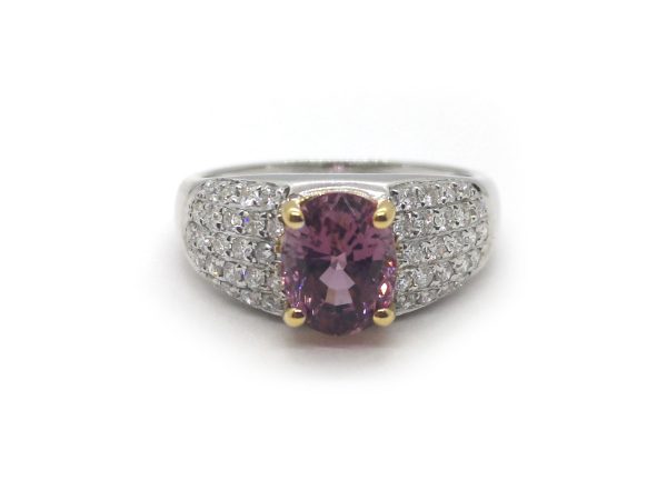 Purple Spinel and Diamond Ring in 18ct Gold
