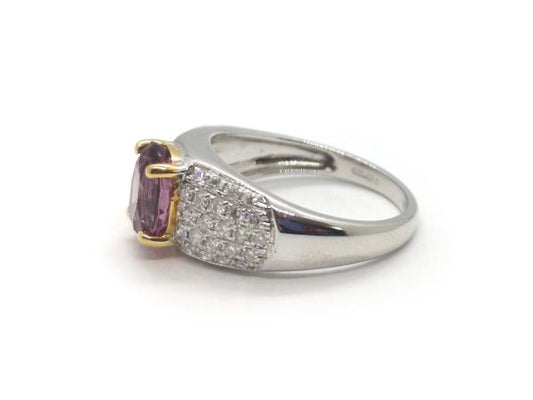 Purple Spinel and Diamond Ring in 18ct Gold