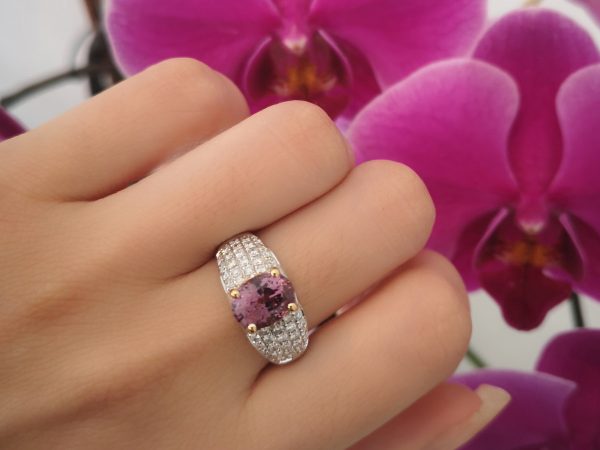 Purple Spinel and Diamond Ring in 18ct Gold