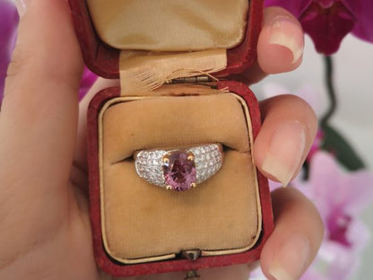 Purple Spinel and Diamond Ring in 18ct Gold