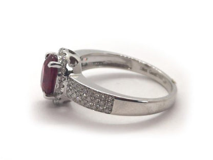 Burma Ruby and Diamond Engagement Ring, 18ct White Gold