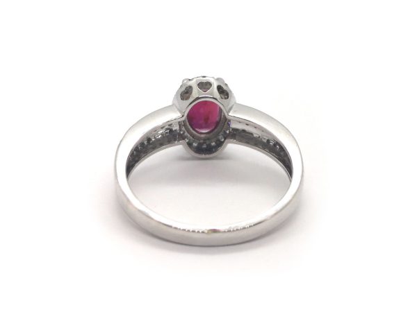Burma Ruby and Diamond Engagement Ring, 18ct White Gold