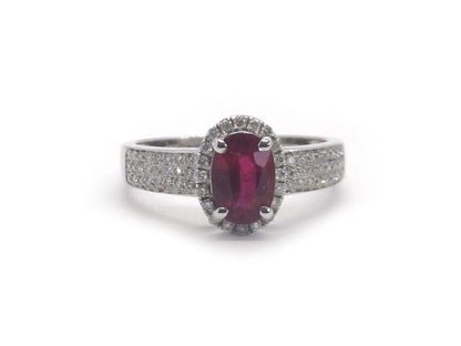 Burma Ruby and Diamond Engagement Ring, 18ct White Gold