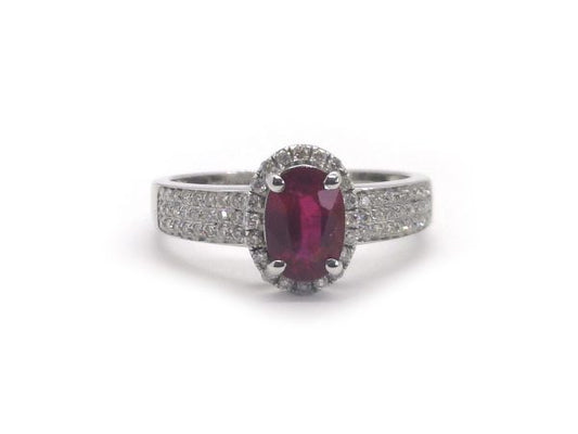 Burma Ruby and Diamond Engagement Ring, 18ct White Gold