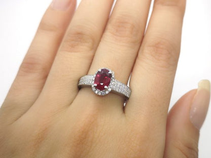 Burma Ruby and Diamond Engagement Ring, 18ct White Gold