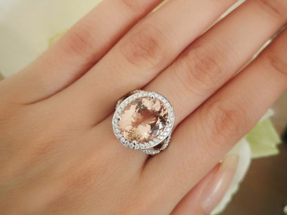 Brazilian Morganite and Diamond Dress Ring, 18ct White Gold