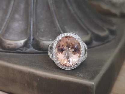 Brazilian Morganite and Diamond Dress Ring, 18ct White Gold