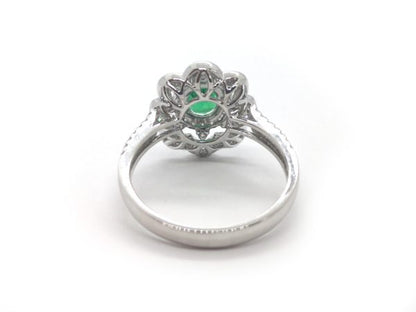 Emerald and Diamond Flower Cluster Ring, 18ct White Gold