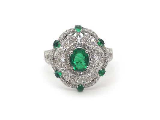 Zambian Emerald and Diamond Dress Ring, 18ct White Gold