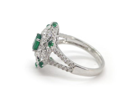 Zambian Emerald and Diamond Dress Ring, 18ct White Gold
