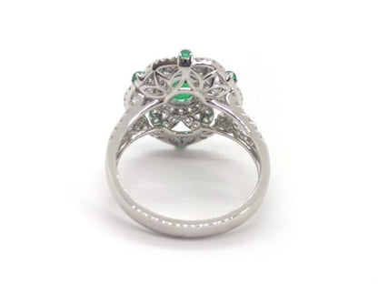 Zambian Emerald and Diamond Dress Ring, 18ct White Gold