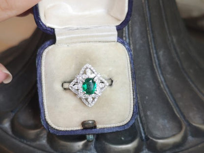 Zambian Emerald and Diamond Dress Ring, 18ct White Gold